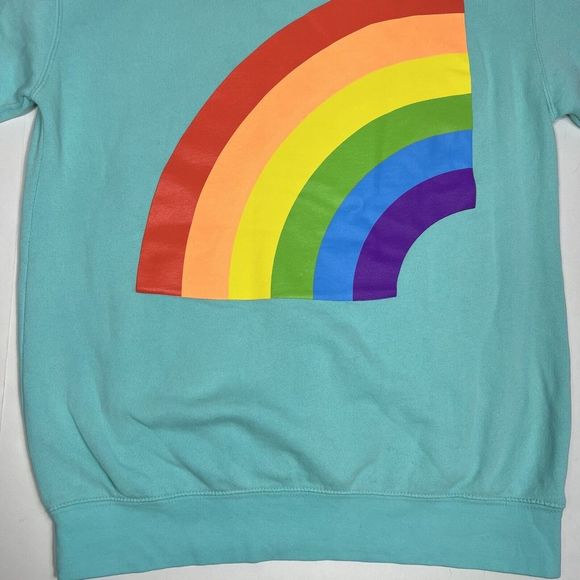Tekashi GOOBA Sweatshirt Unisex  Hoodie Shark Rainbow Aqua Size M Oversized Flaw - Picture 10 of 11